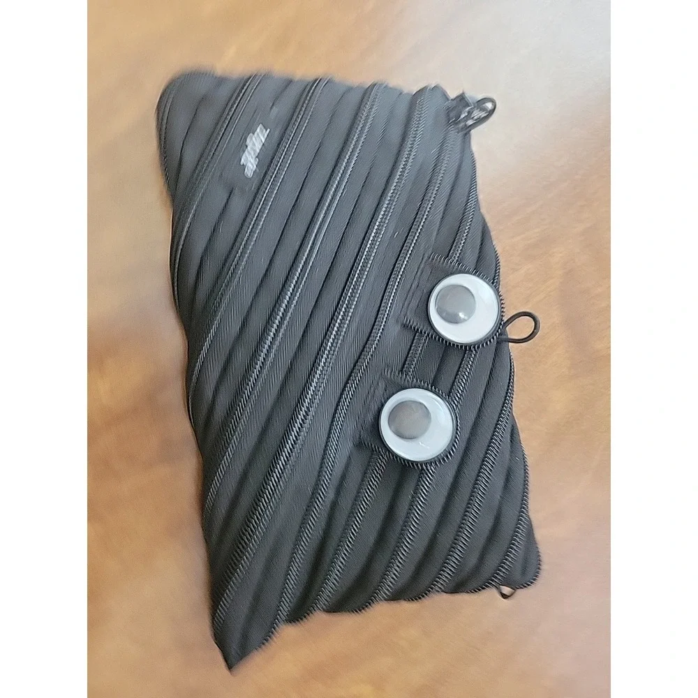 Zipit Monster Pencil Case With Eyes & Teeth Design Black 3 Ring Pouch‎ Binder